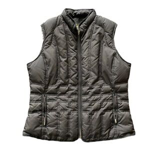 SzL Eddie Bauer Black Quilted Goose Down Vest EUC